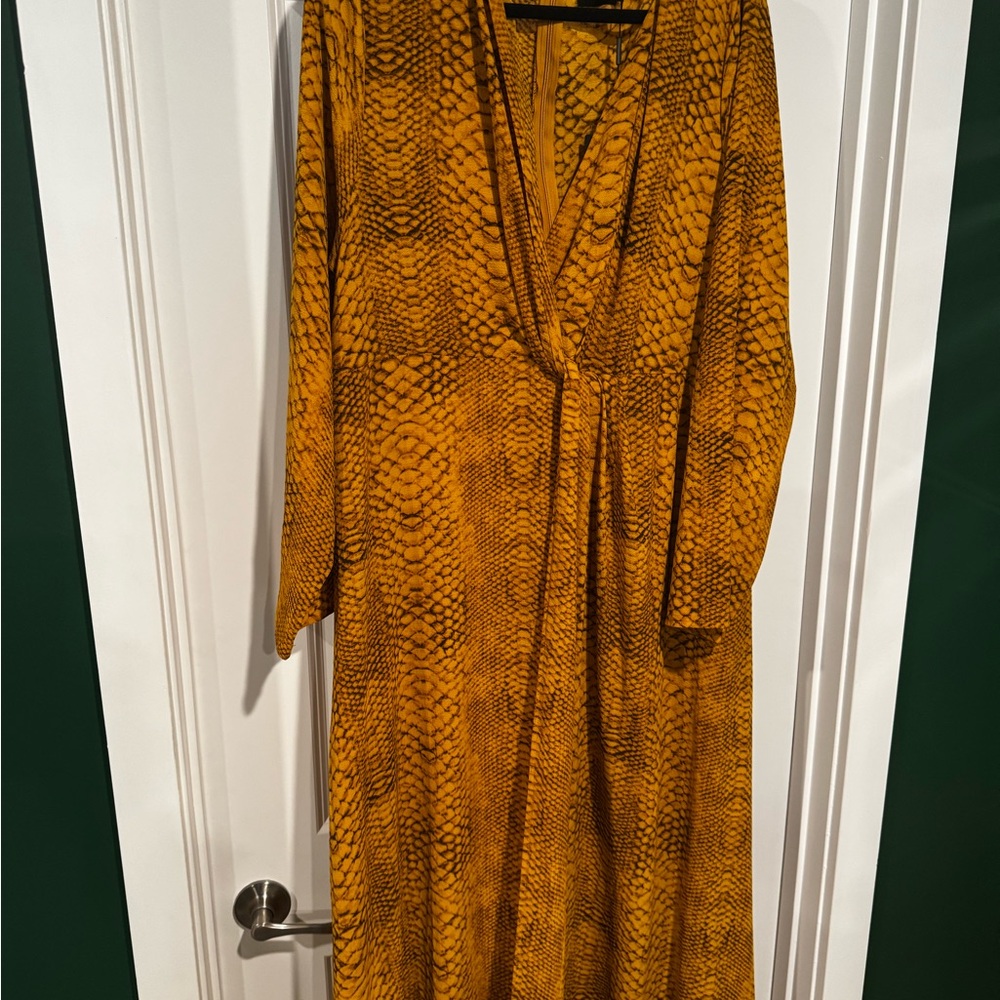 PrettyLittleThing Mustard Snake Print Dress